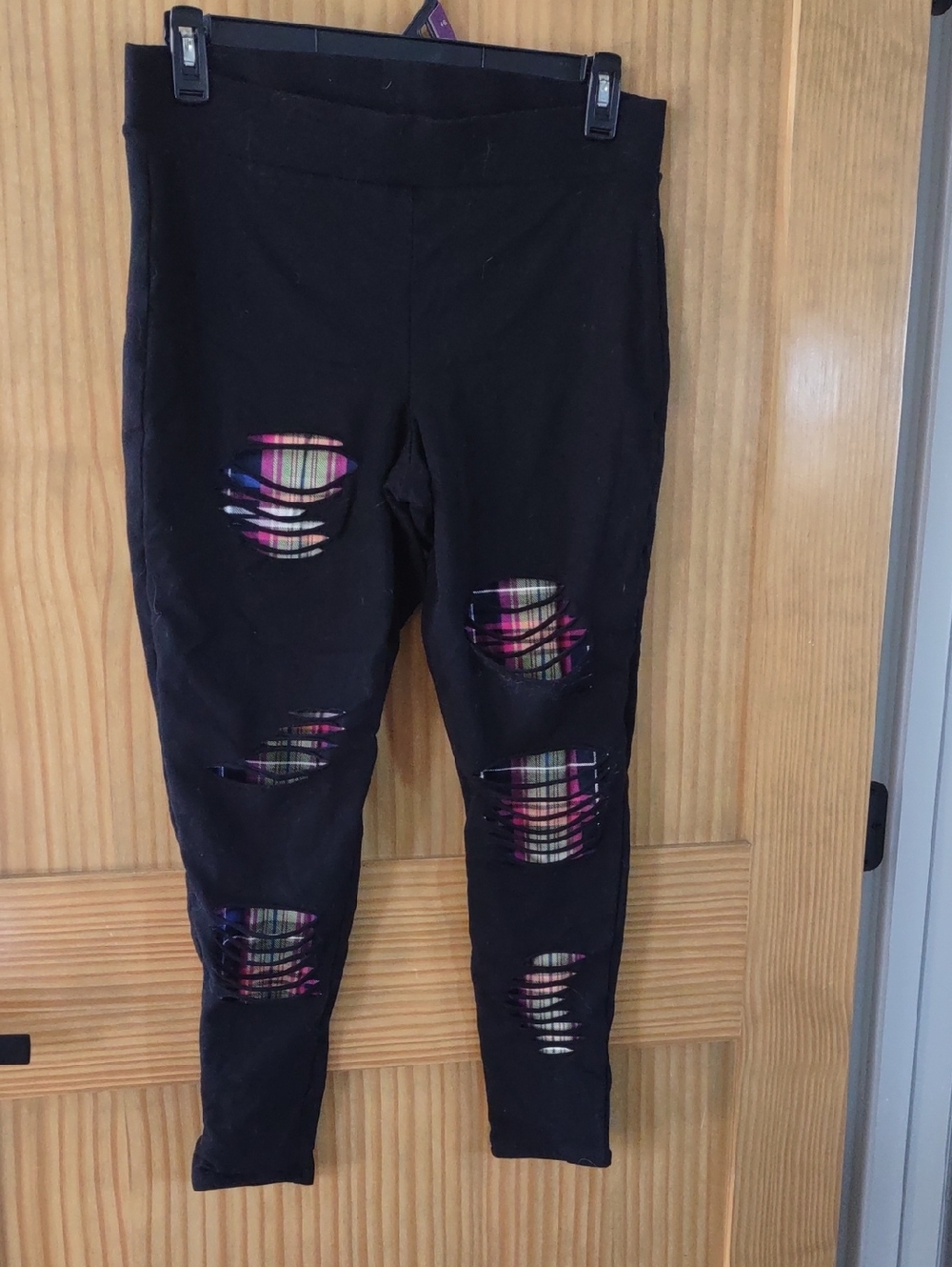 2X torrid Black Soft Stretch Leggings With Colorful Patch Strips